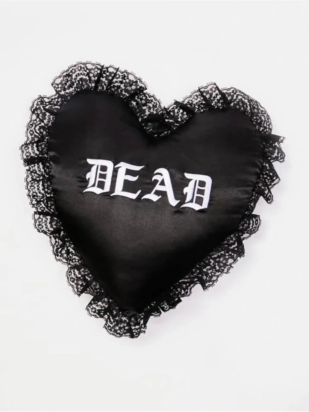 NEW Dolls Kill Black Satin Heart Pillow Double Sided